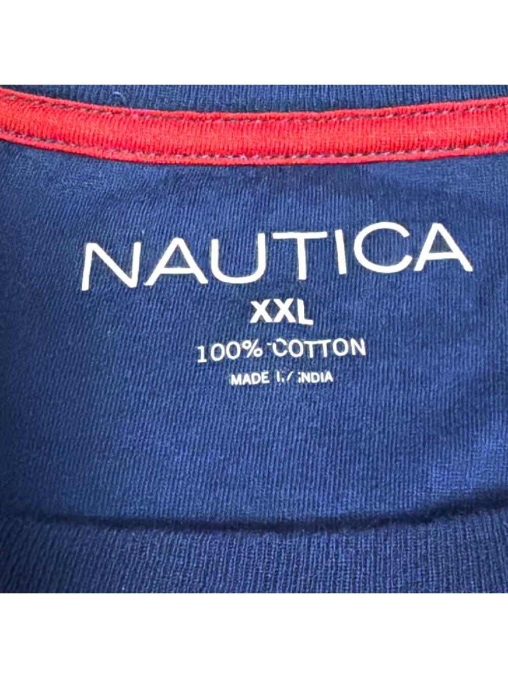 Nautica Mens XXL Blue Red Stripe Logo Graphic T-Shirt 100% Cotton - Picture 5 of 7